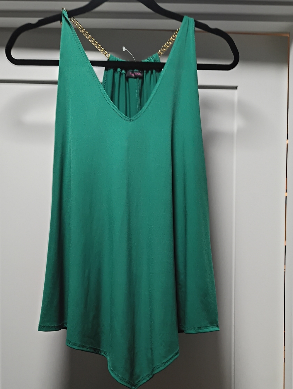 First Love Emerald Green, Gold Chain-Back Tank